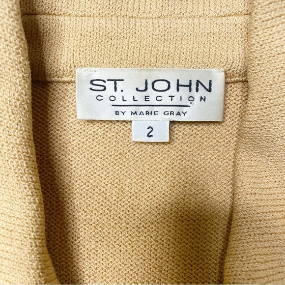 St. John Knit Button Front Blazer Tan 2 - Picture 5 of 8